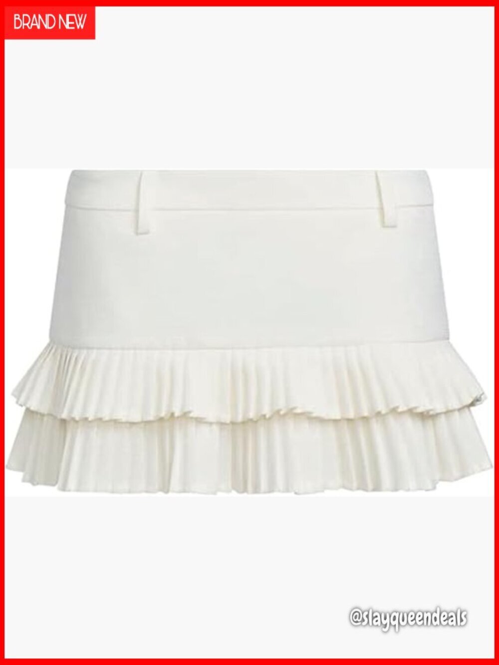 Low Rise Pleated Mini Skirt with Built-in Shorts, Double Ruffle Design
